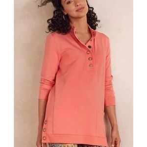Soft Surroundings  Lakshmi Pullover Peach Tunic Sz Small Cotton Blend AA15
